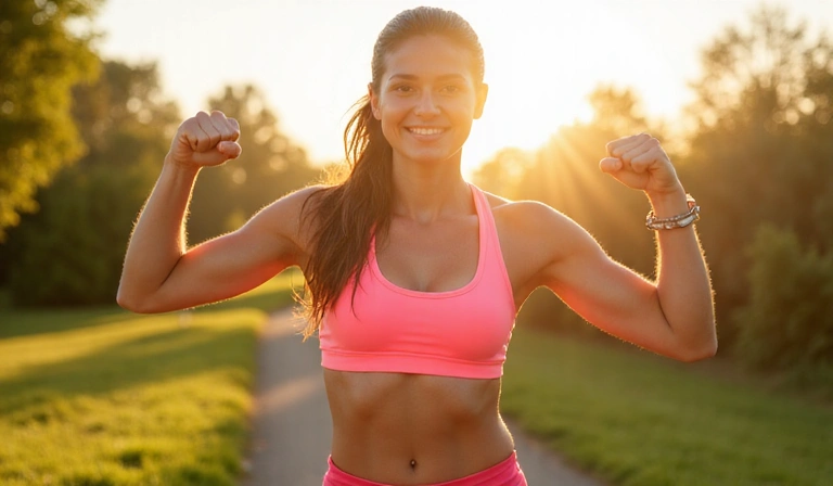 Active person with energy and vitality performing morning exercise routine
